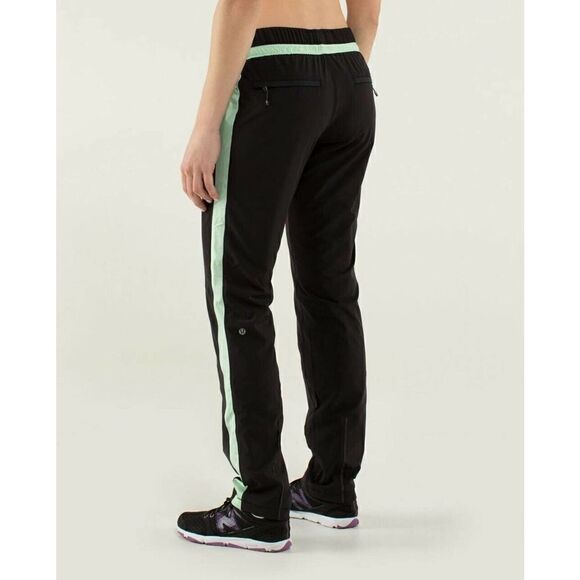 Lululemon Run Bandit Lined Track Pant Black Mint Women’s Size 4 - Picture 1 of 10